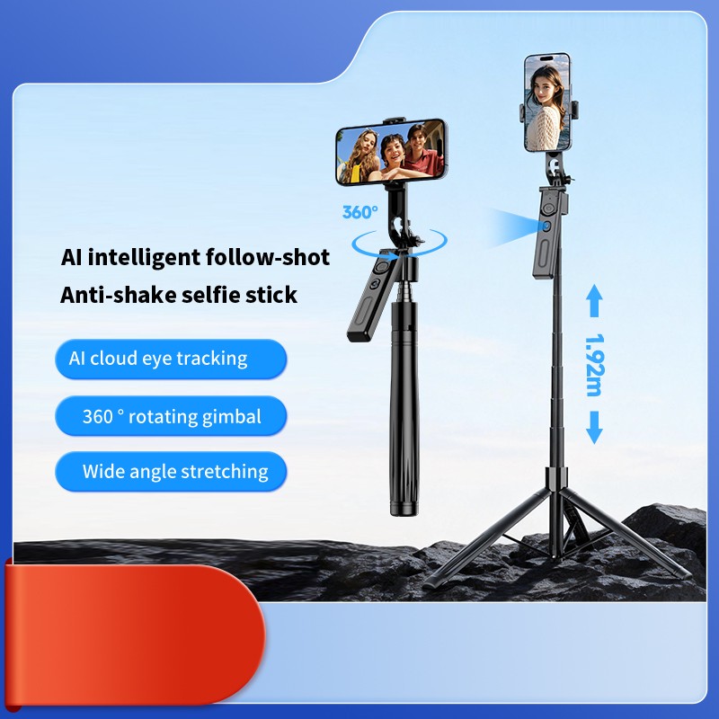 76'' Selfie Stick Auto Face Tracking Tripod 360° Rotation with Remote Control