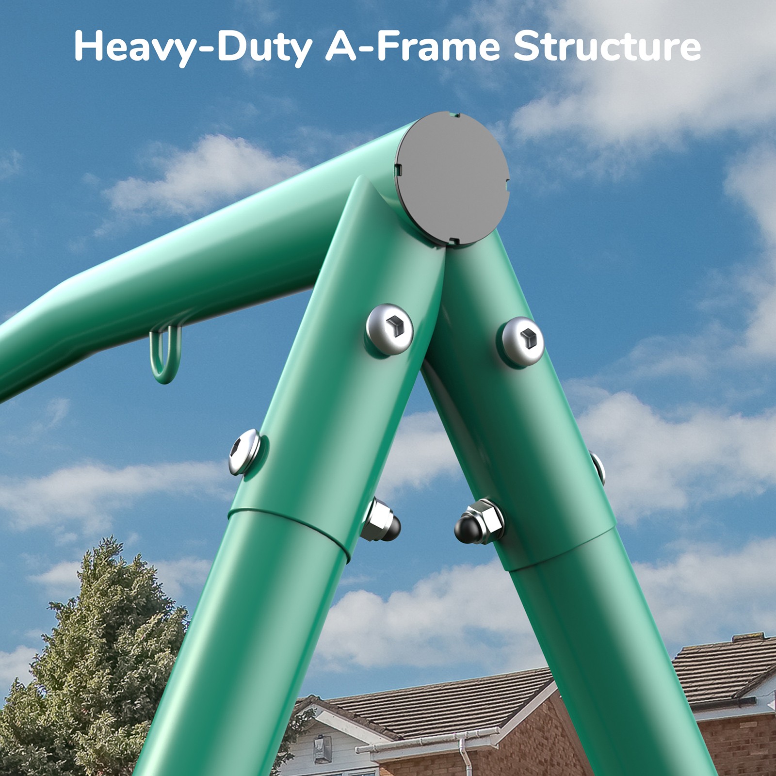 Trekassy 440lbs 2 Seat Metal Swing Set with Heavy Duty A-Frame Metal Swing Stand