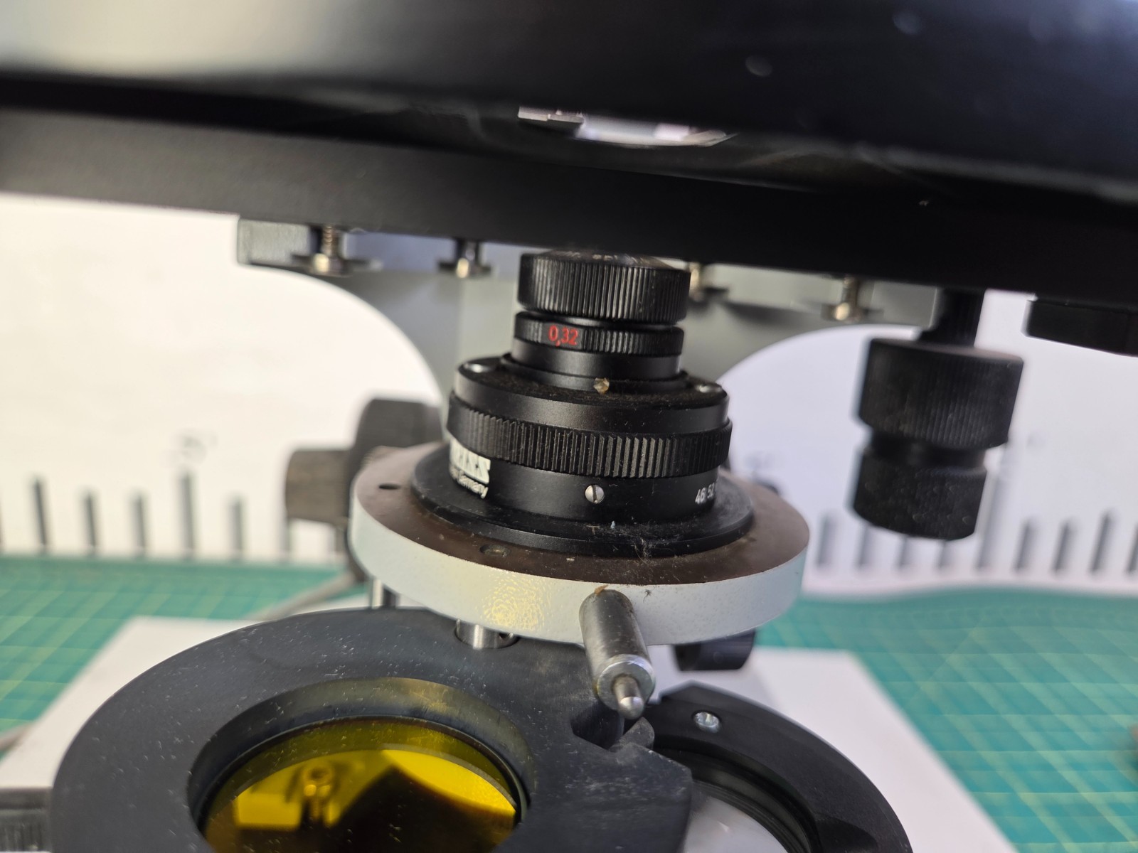 Zeiss Upright Microscope Mounted on a Metal Plate W/2 Objectives