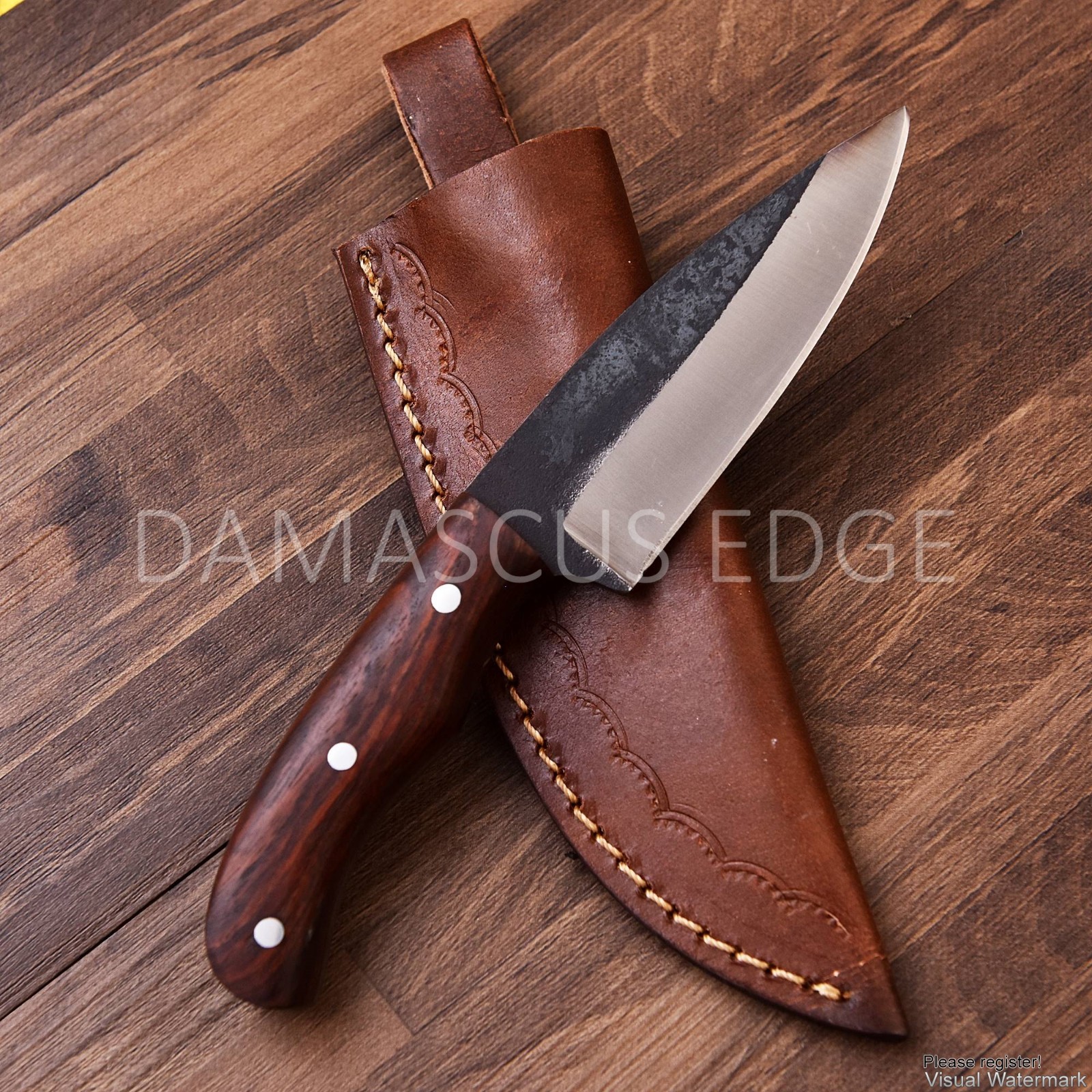 Professional 1075 Carbon Steel Skinner - Custom Fixed Blade - Leather Sheath