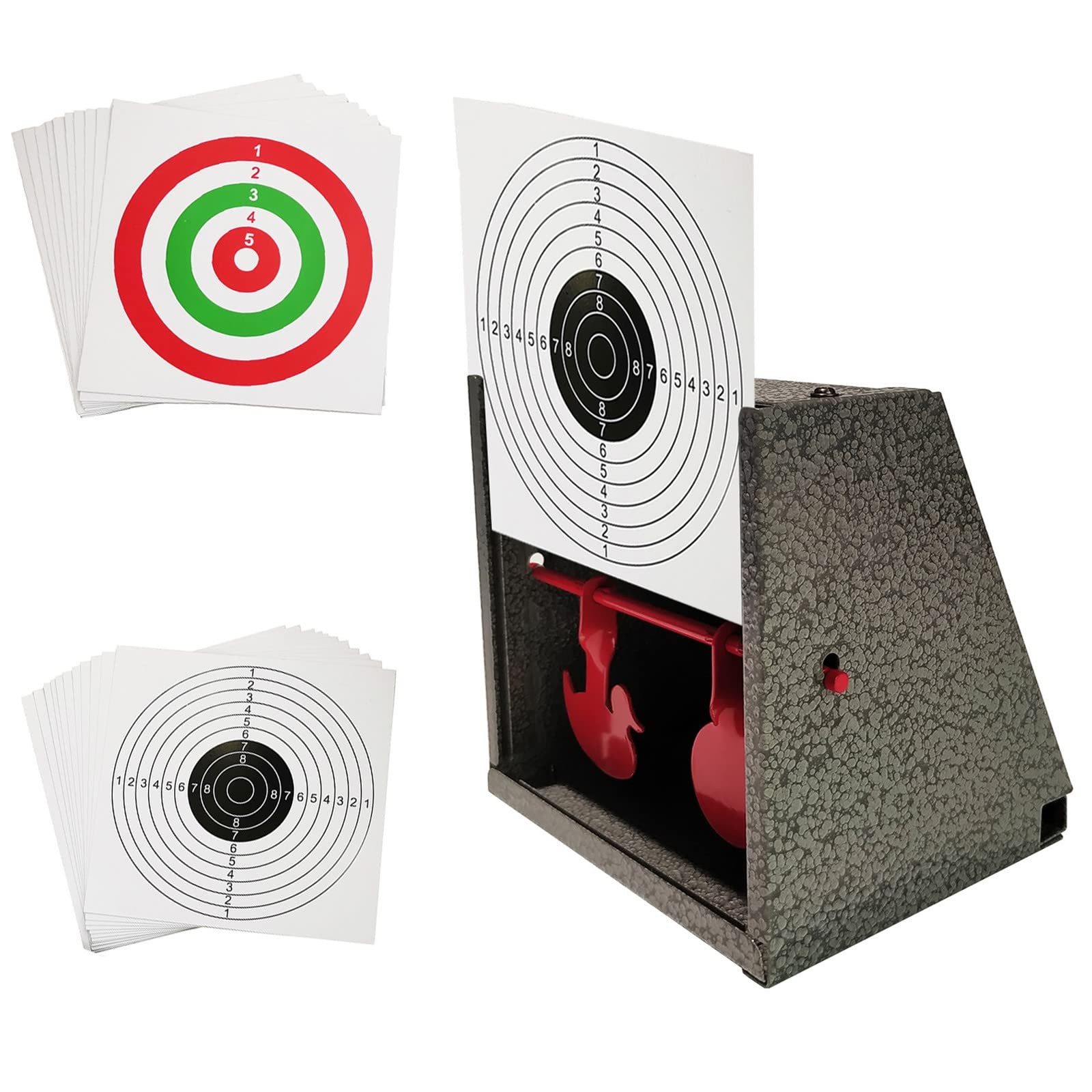 Atflbox BB Trap Target with 20pcs Paper Targets and 5.5 x 6 x 4.7", Grey