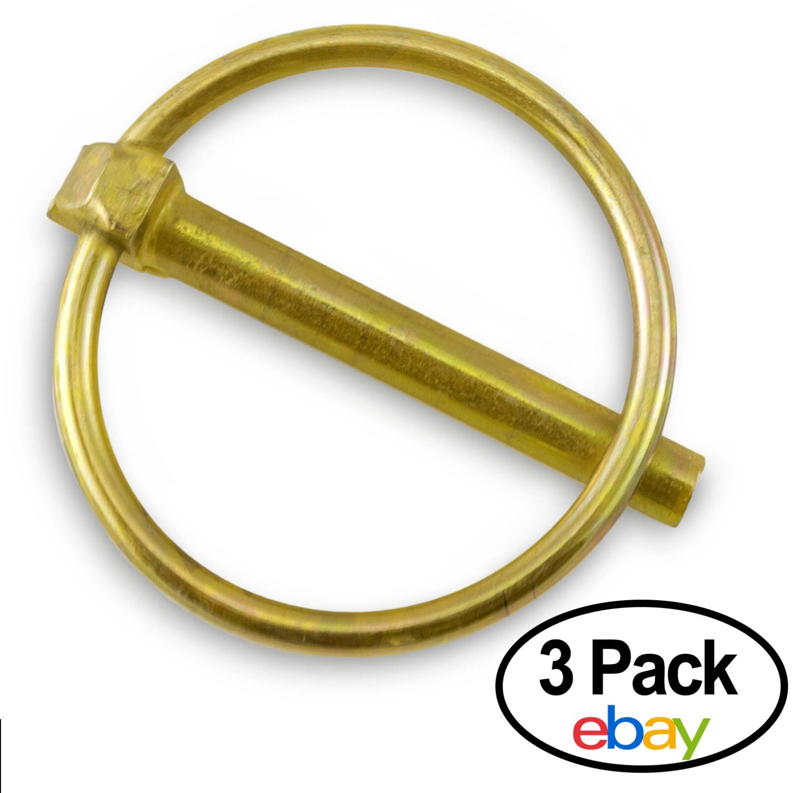 Round Trailer Gate Linch Pin w/ Ring 1/4” x 1-3/4” S.37 Zinc (PACK of 3)