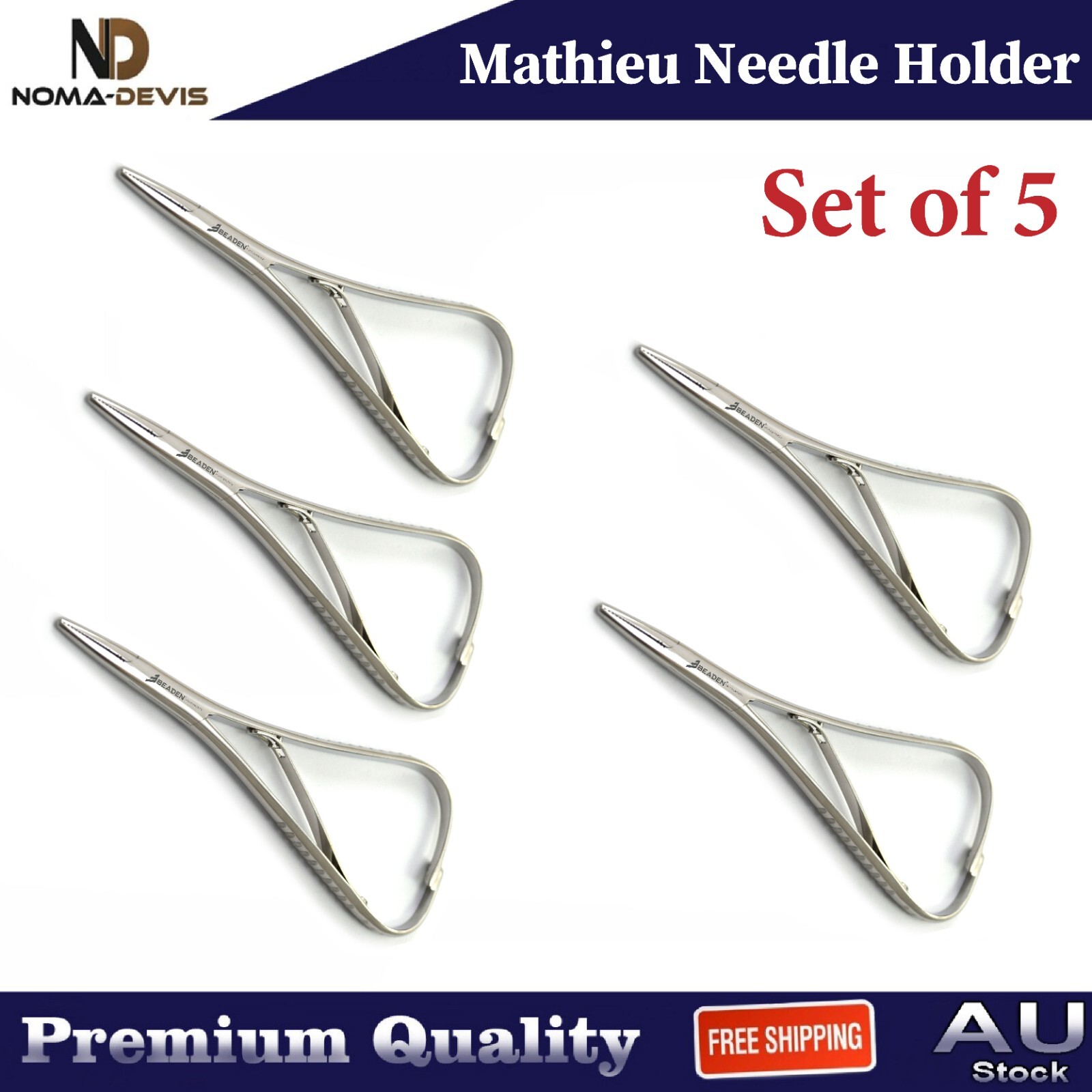 Dental Orthodontic Surgical Matheiu Needle Holder Forcep Set of 5 NEW BEADEN®