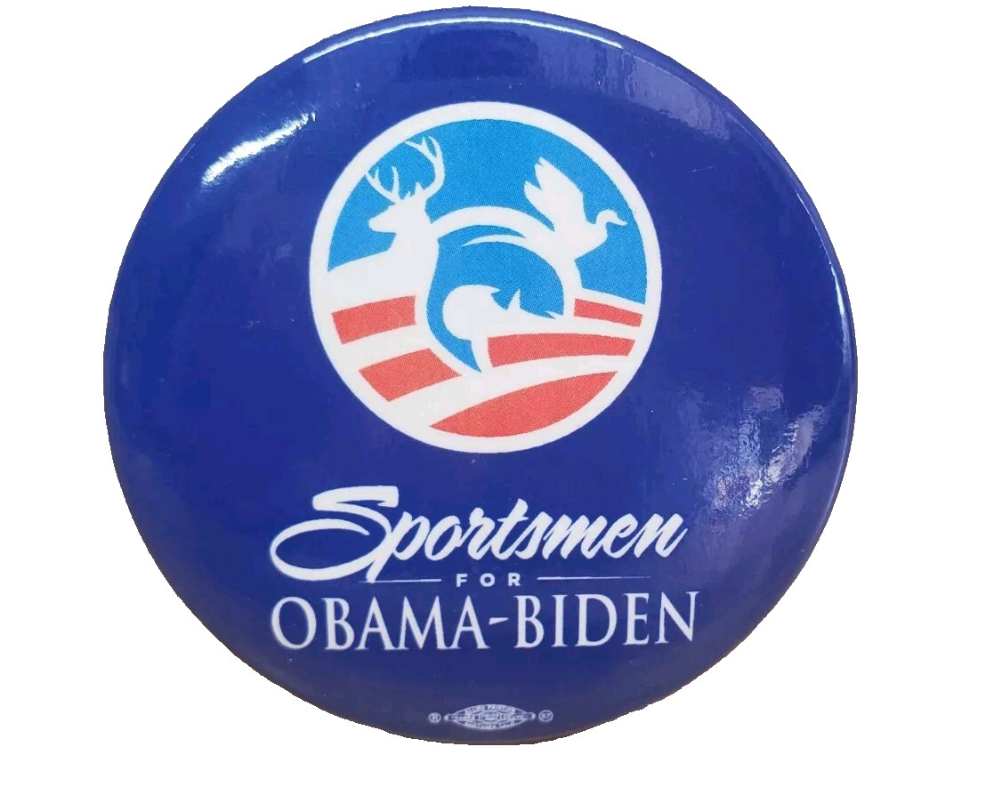Sportsmen For Obama-Biden 2008 Campaign Election Pin Button Historical