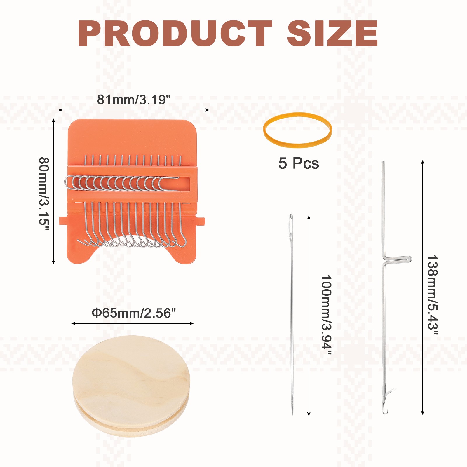 Speedweve Darning Loom, 14 Hooks Mini Weaving Knitting Machine Orange