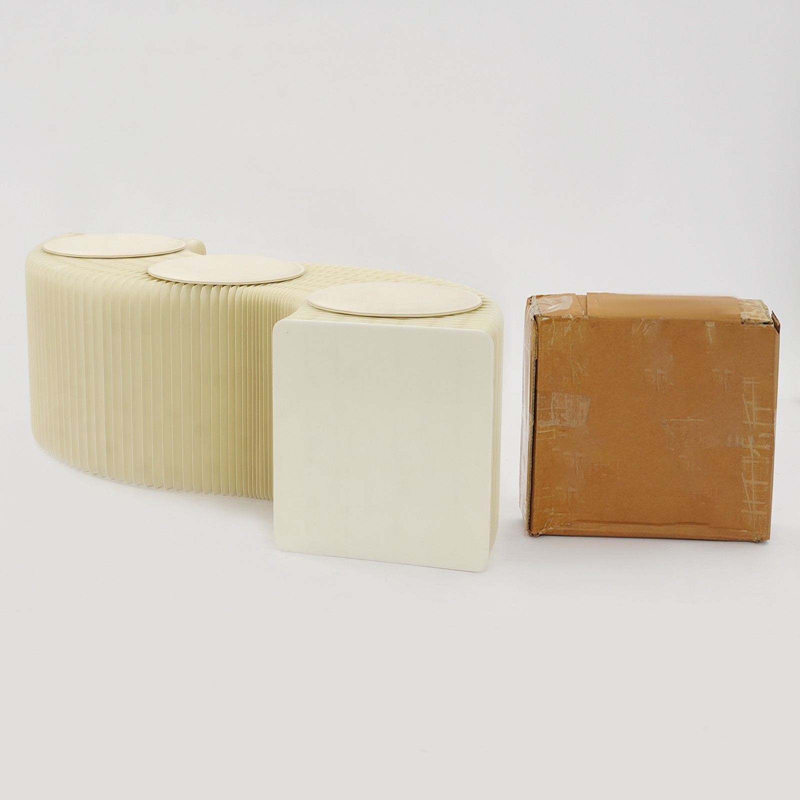 3 Seats Paper Creative Paper Stool Chair Folding Craft Bench w/Cushion 36*40cm