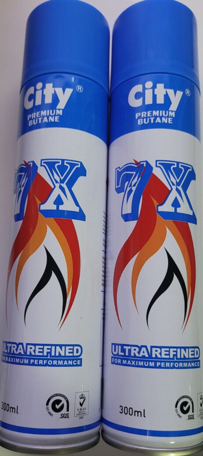 City Can Gas Refill Butane Fuel & Nozzle adapter Refined 300ml 10.14Oz Pack Of 2