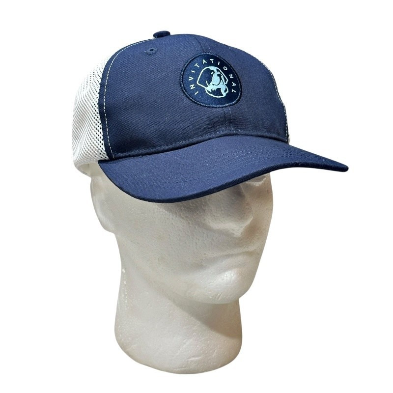 NEW Invitational Big Dog Golf Hat Flexible Fit Blue White Mesh Back Embroidered