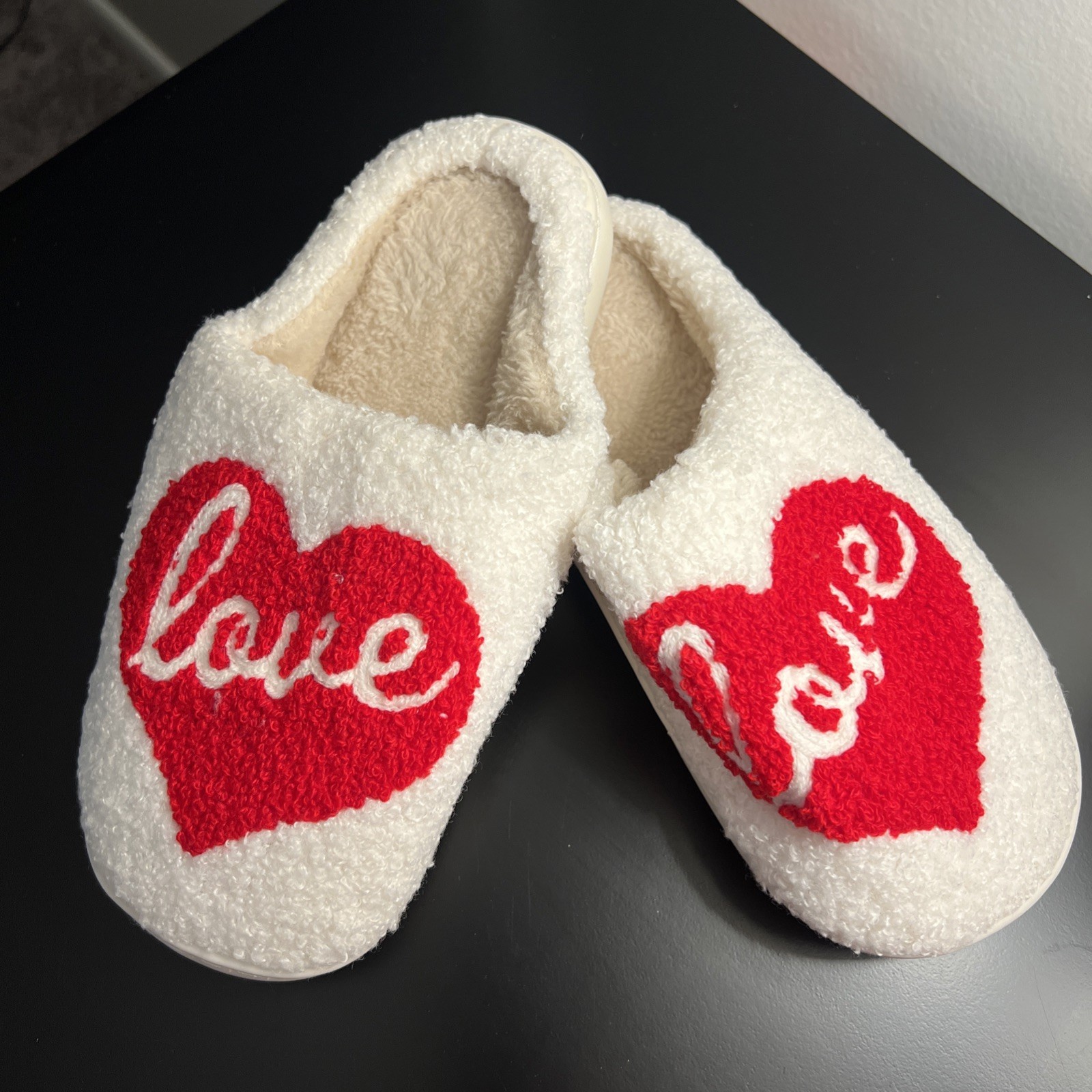 Valentines Heart Slippers for Women Valentines Plush Non 6.5-7 Craftopia Love