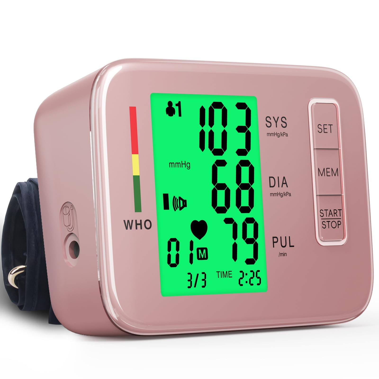 Blood Pressure Monitors Pink Automatic Upper Arm BP Cuff 8.7-16.5in Memory 2x90