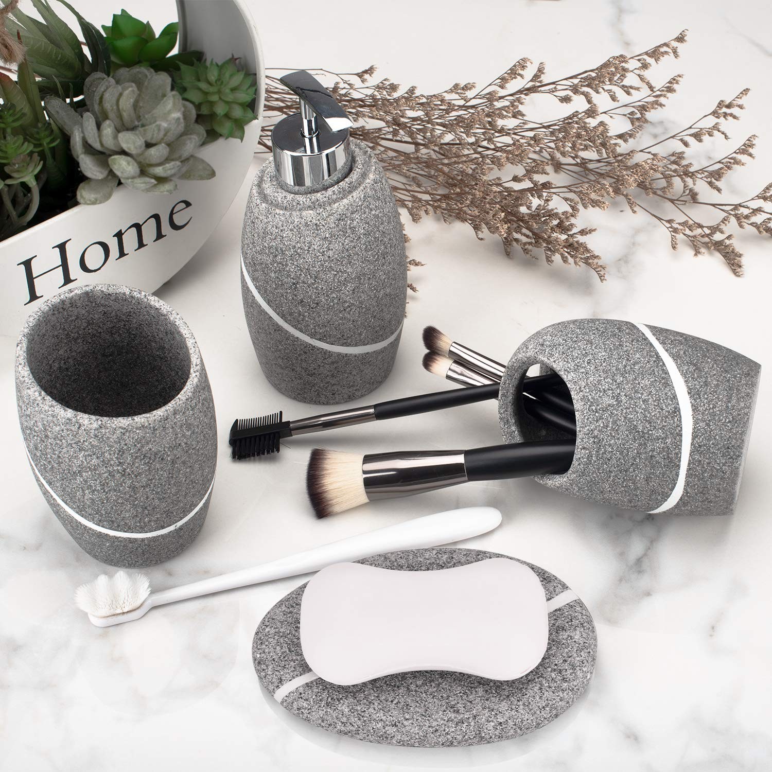 Bathroom Accessory Set,4 Pieces Bathroom Decor Complete Set Vanity Countertop...