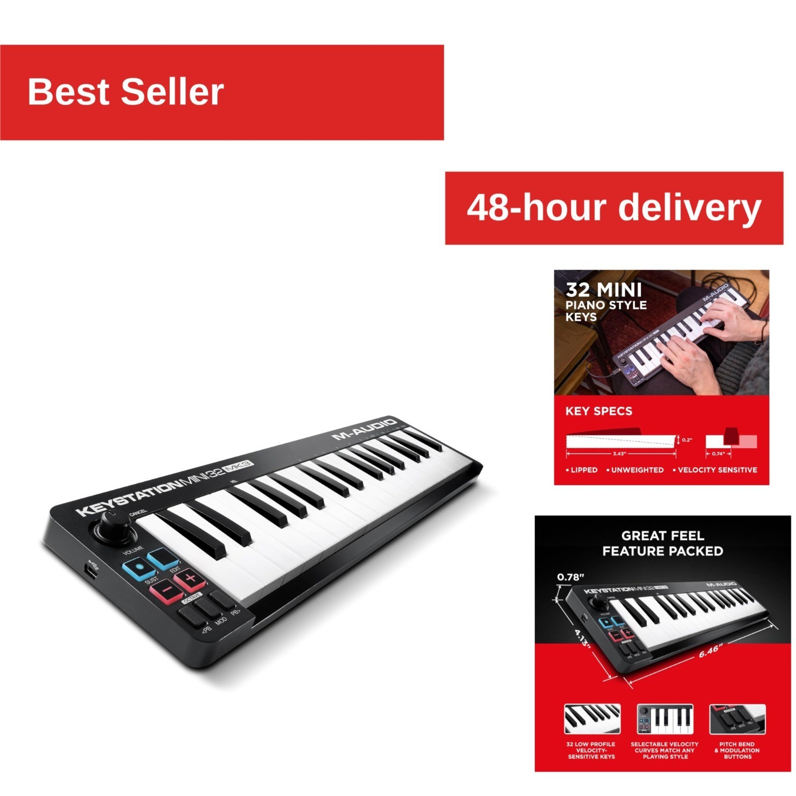 M-AUDIO Keystation Mini 32 MK3 USB MIDI Controller - 32 Keys