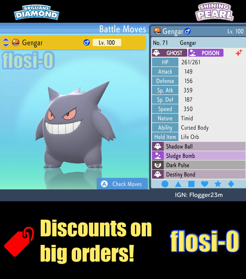 6IV Shiny Gengar Pokemon Brilliant Diamond and Shining Pearl