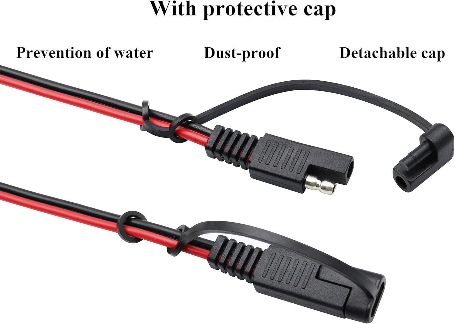 SAE Extension Cable 16 AWG Wire Harness 12V-24V DC SAE to SAE Cable with Switch