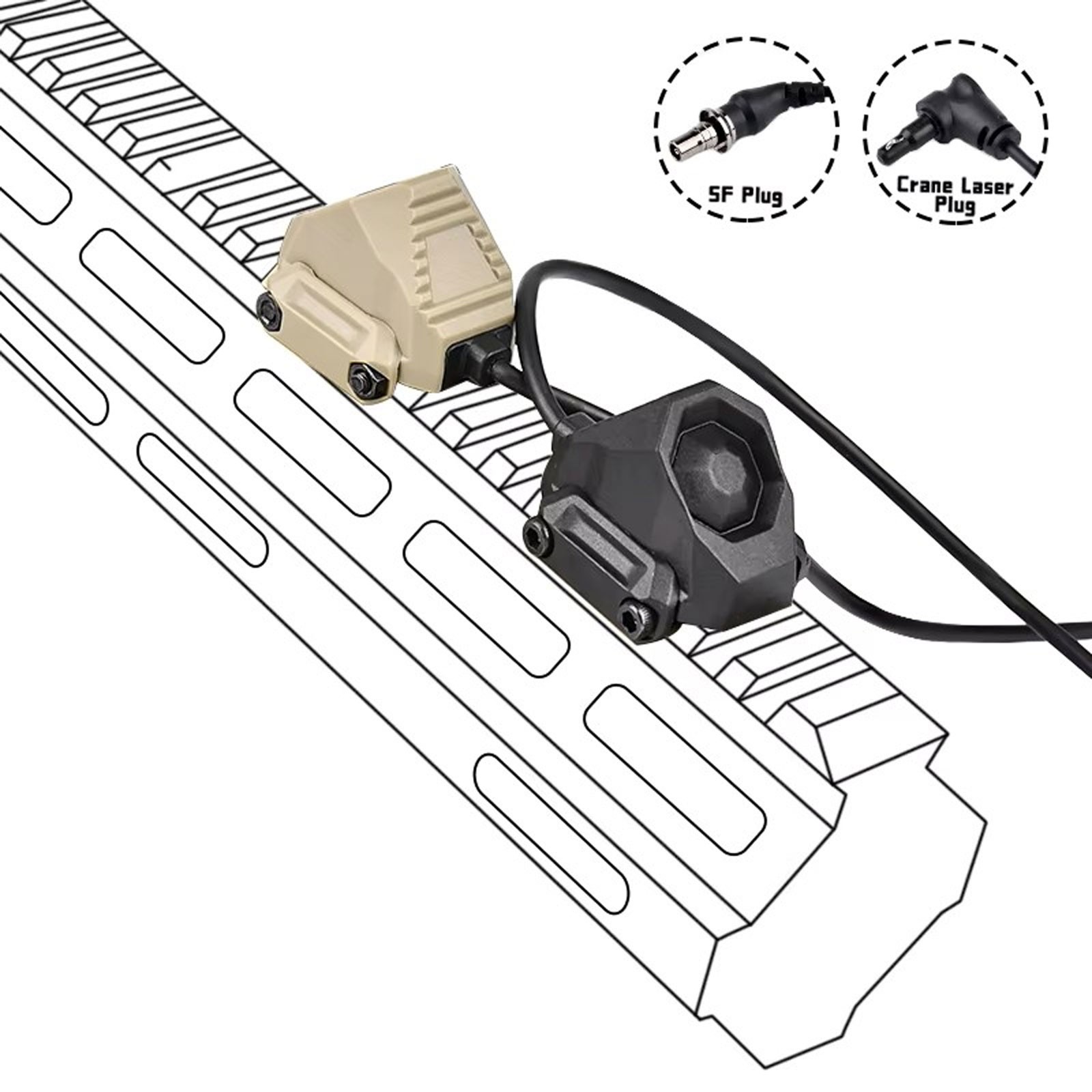 Tactical Remote Pressure Switch  button For M300 M600 NGAL PEQ Fit 20mm Rail
