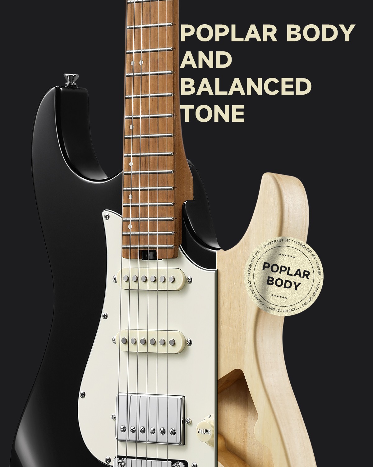 Donner DST-550 Electric Guitar 7 Tone-switch Options & Tremolo Bridge Solid Body
