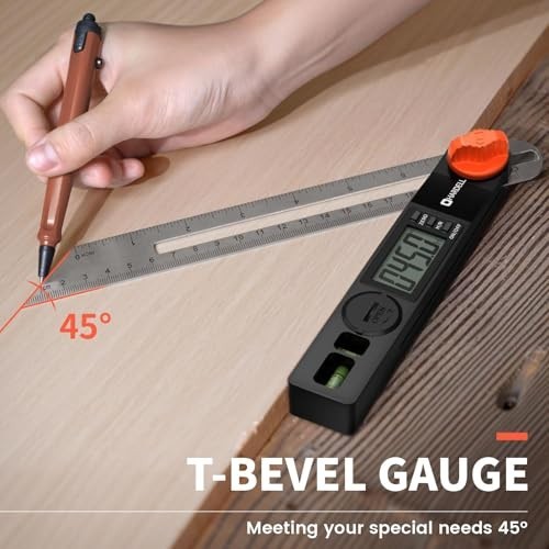 Digital Angle Finder Protractor Ruler 8" T-Bevel with LED Screen & Bubble Levels