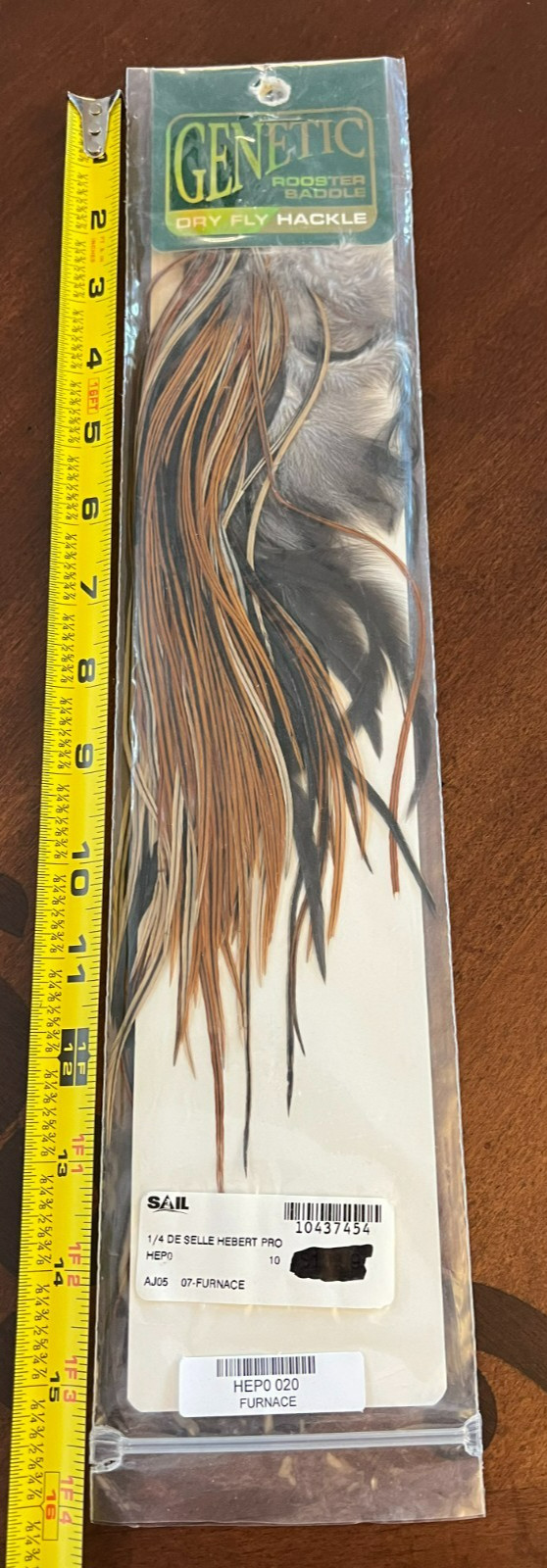 Whiting Farms Vintage Genetic 1/4 Rooster Saddle. "Furnace" Feathers