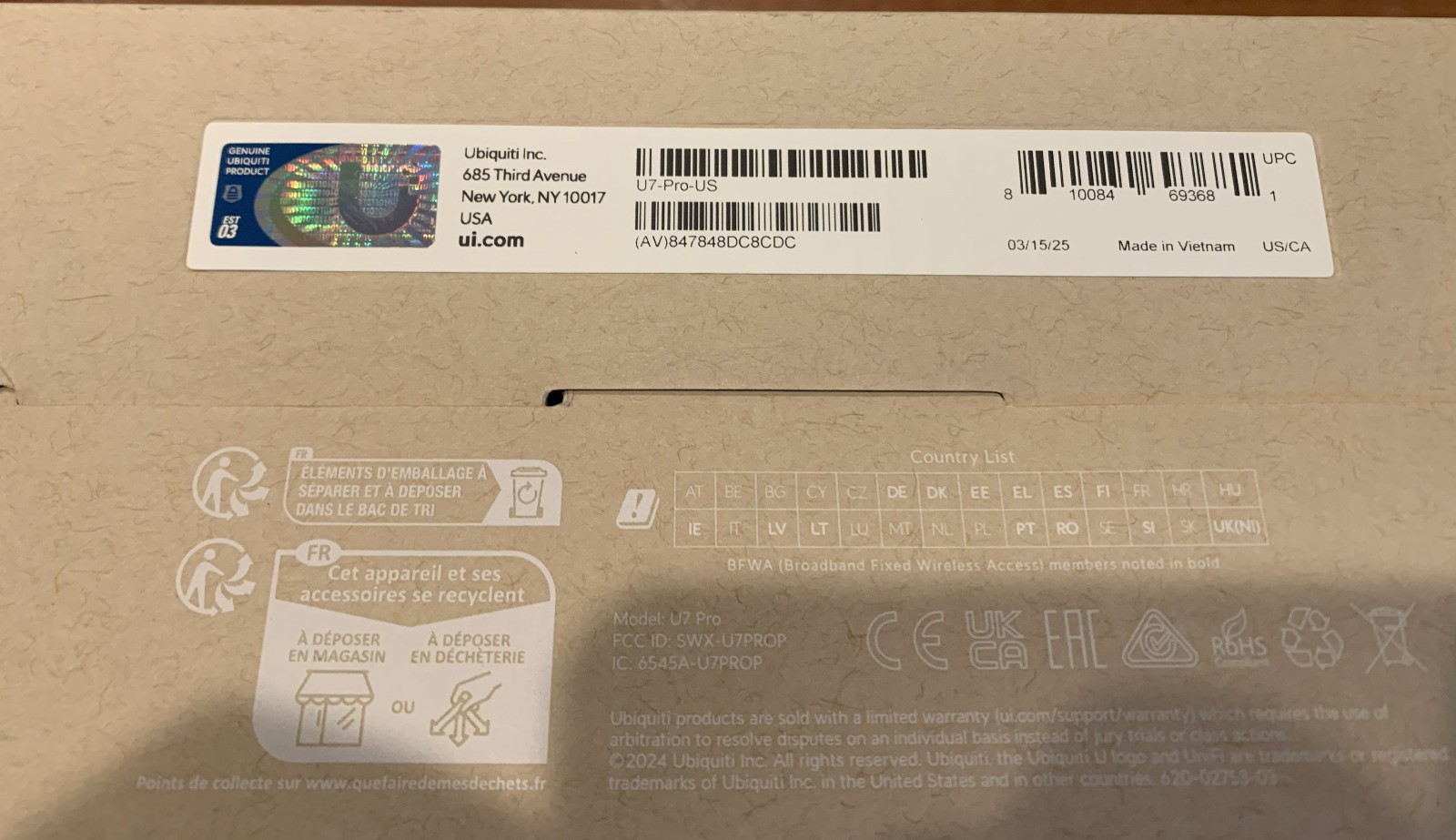 Ubiquiti U7 Pro Access Point (U7-Pro-US)