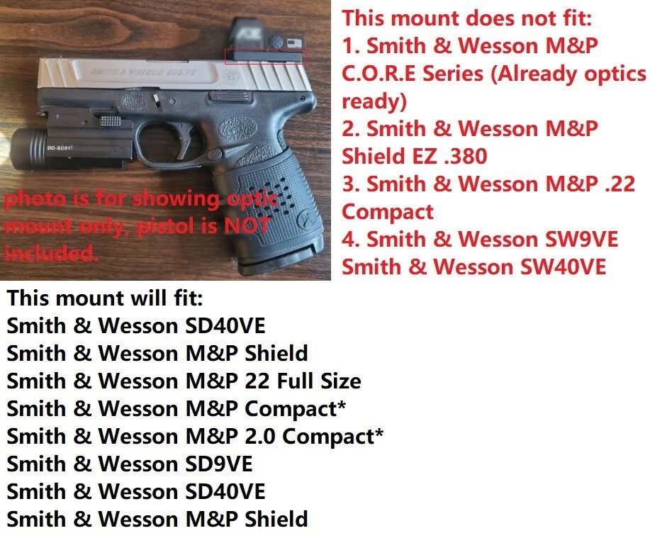 for Smith&Wesson SD9 MP SD40 Shield Plus Mount Plate for Doctor Insight Red Dot