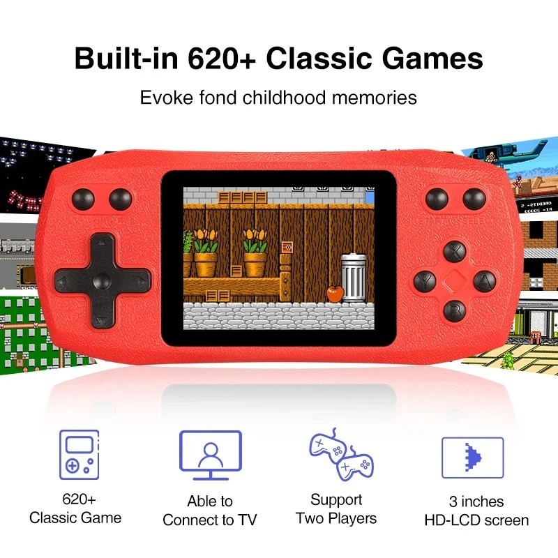 2.4" Retro Handheld Game Console 620 Built-in Classic Games Rechargeable