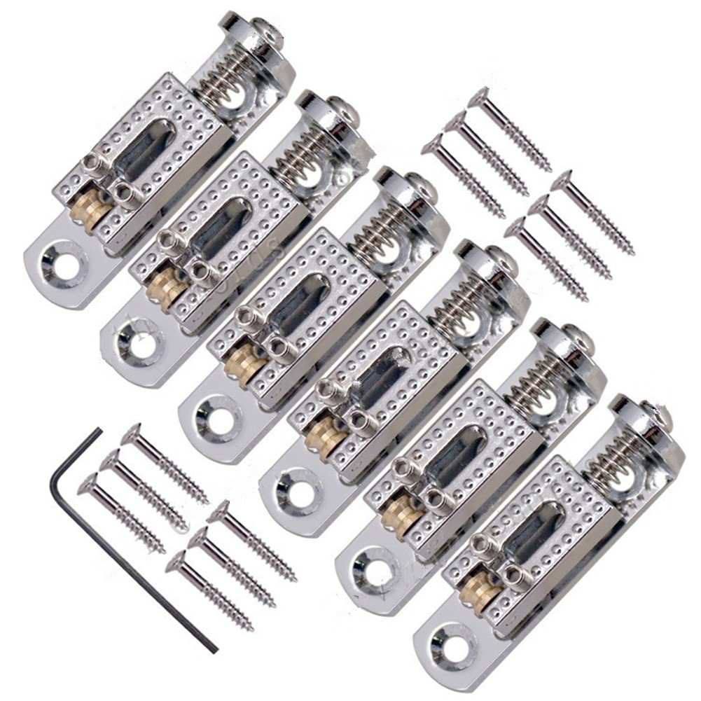 6pcs Single String Roller Saddle Guitar Bridge for cigar box banjo Silver A