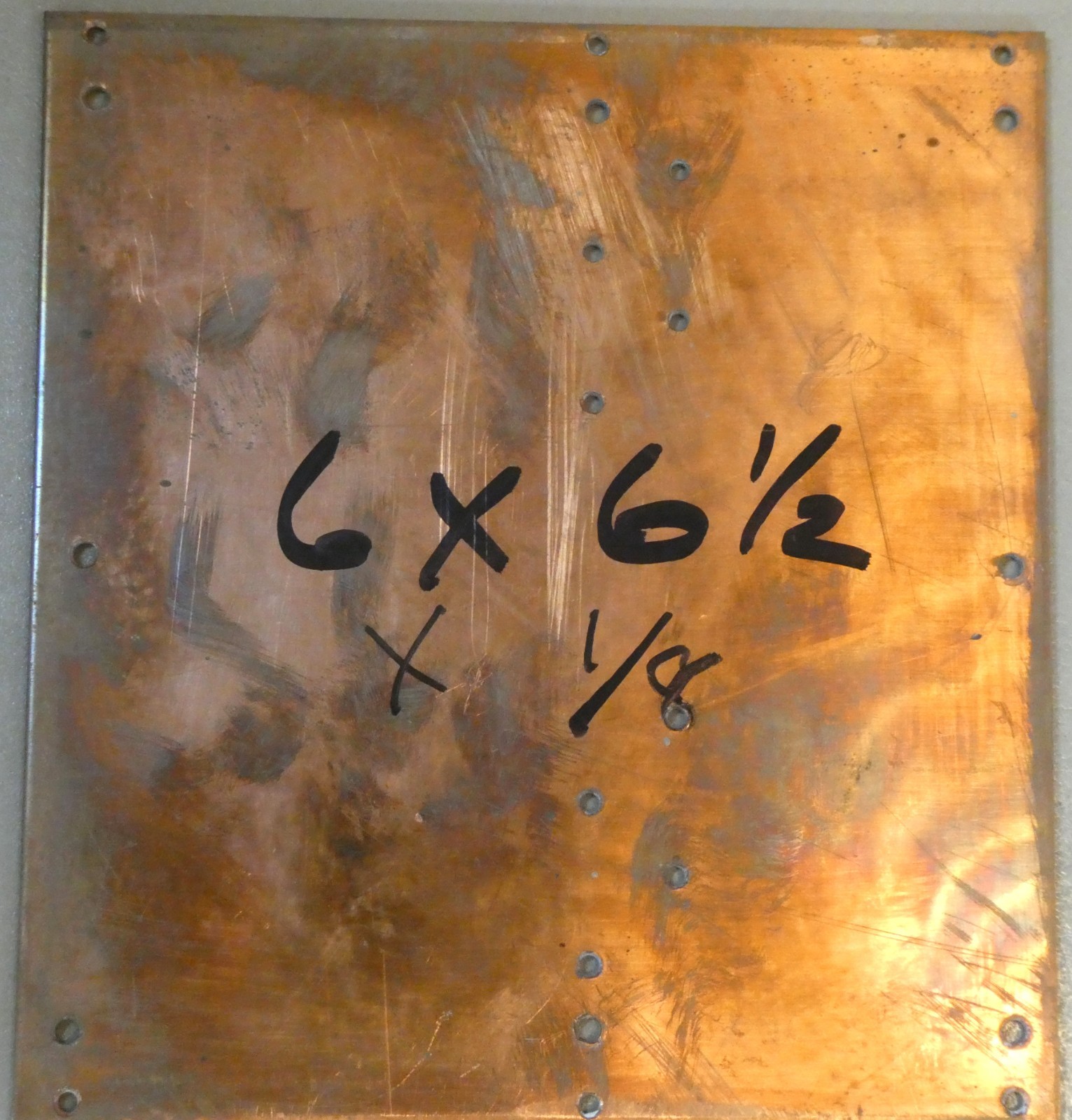 Copper heat spreader ALS600 Ameritron 6"x6.5"x1/8" drilled 4 MRF150 2SC2879 tran