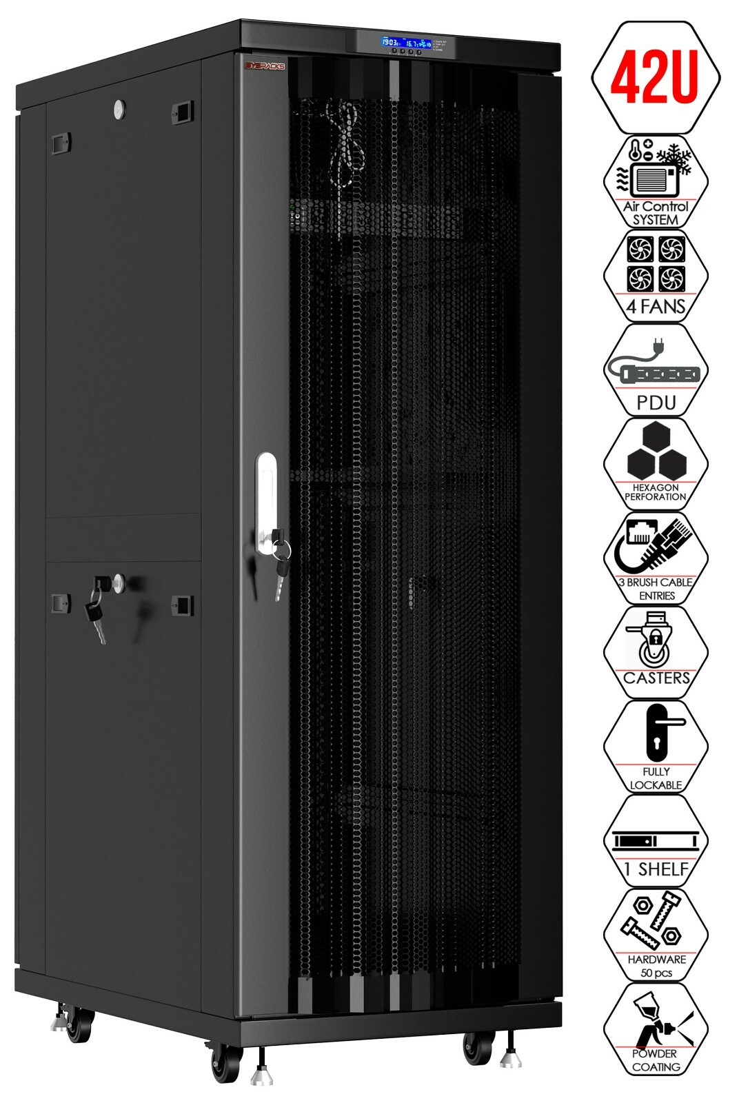 Server Rack 42U Network Cabinet 39" depth Data Server Cabinet - VENTED MESH DOOR
