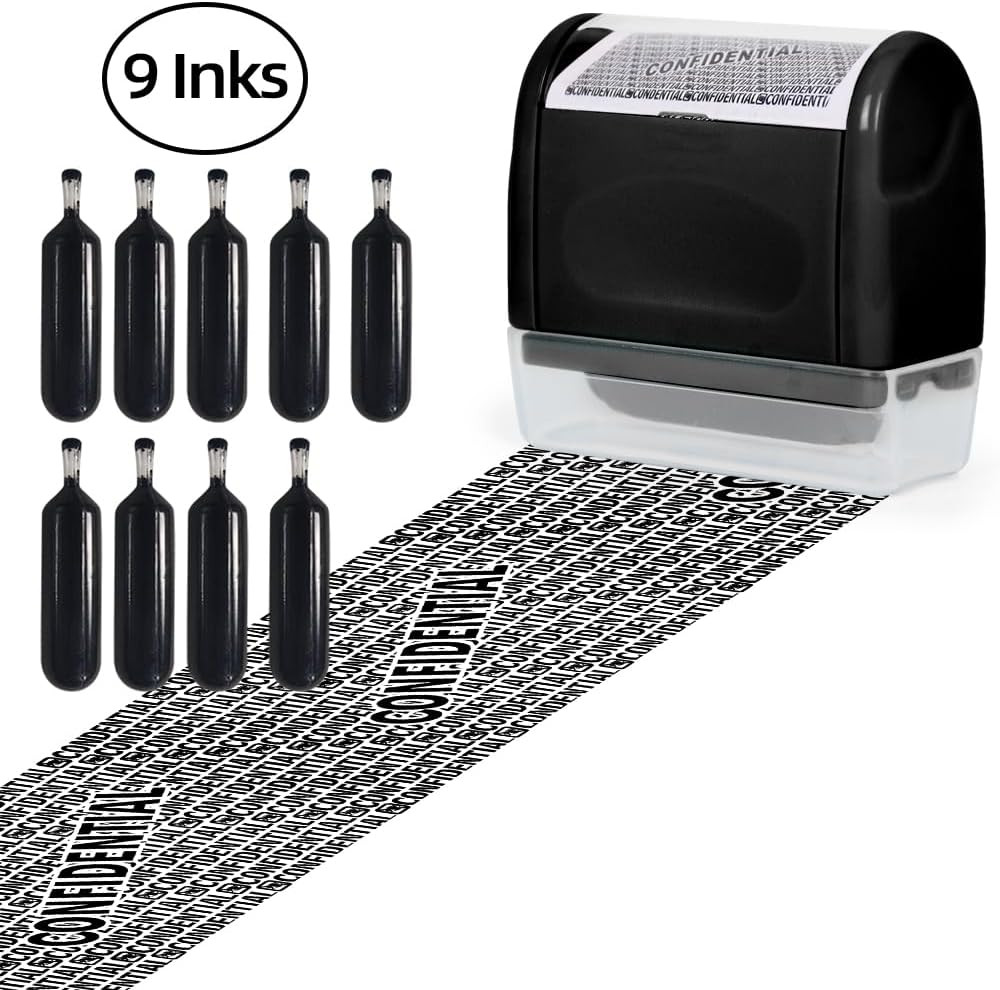 Identity Theft Protection Roller Stamp with Refill Ink - Confidential Roller Sta