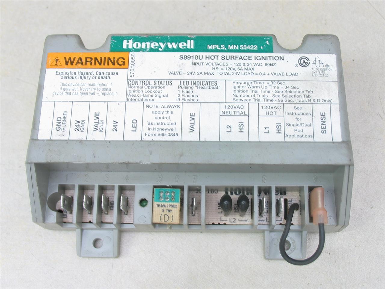 Honeywell S8910U Hot Surface Ignition Module Control "D"