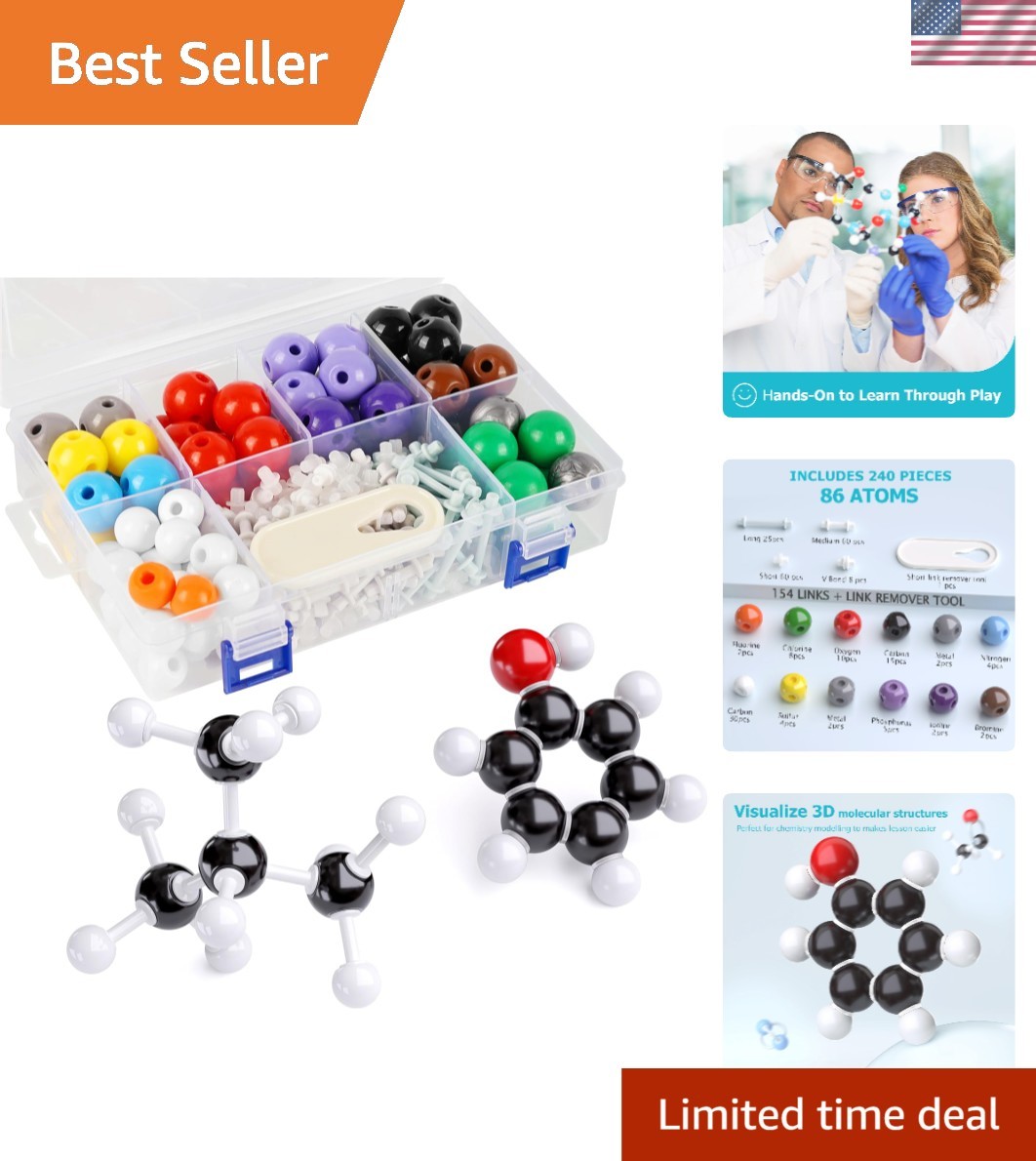 240 Pcs Molecular Model Kit: Build Organic Chemistry Structures with Ease