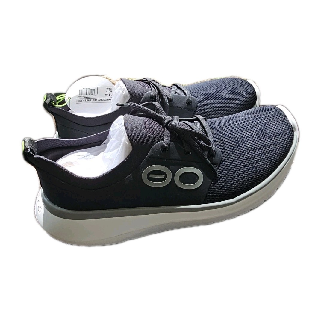 OOFOS OOMY Stride Men's Black White Size 11 US Recovery Walking Shoes NIB Sneak