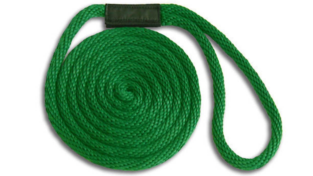 Solid Braid Nylon Dock Line - 5/8" x 35' - Floats! Fade Proof / USA MADE / GREEN