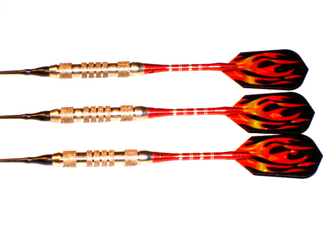 Soft Tip Darts Used, 17 Gram Plated with New Aluminum Shafts and Flights #1481
