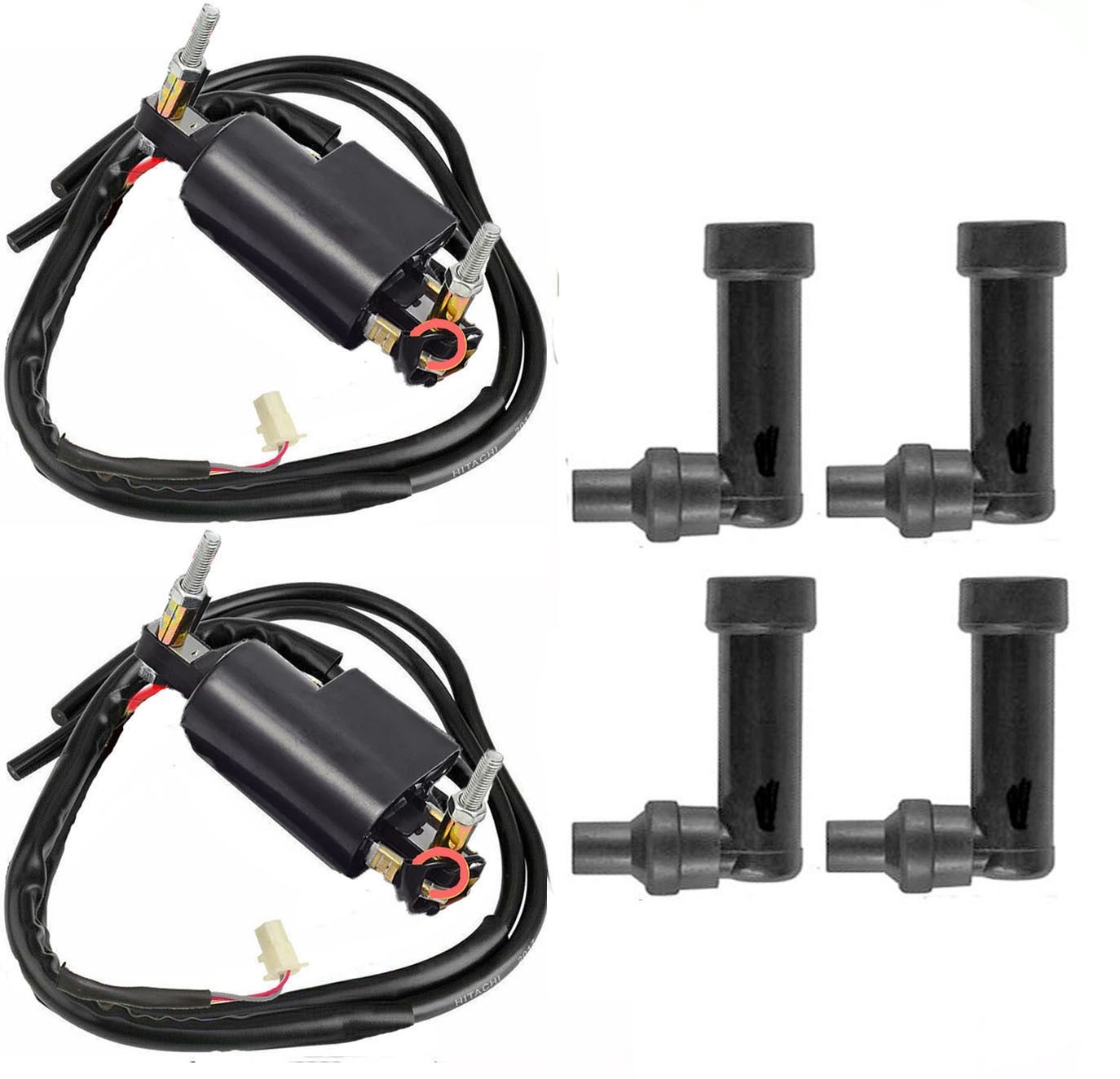 2x Ignition Coil With Spark Plug Caps For Yamaha XJ550 Seca 1981 1982 1983