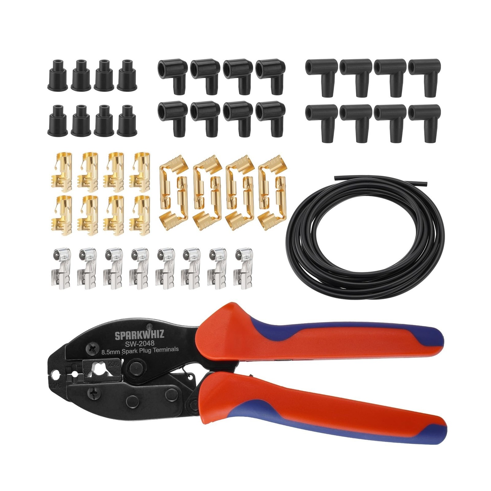 Ratchet Spark Plug Wire Crimping Tool Kit, 180°/90°/Straight Te... FAS