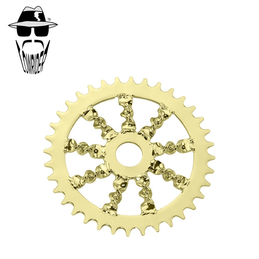 ORIGINAL LOWRIDER Flat Twisted 36T Bicycle Chainring 1/2x1/8 Gold 1-Pc Crank.