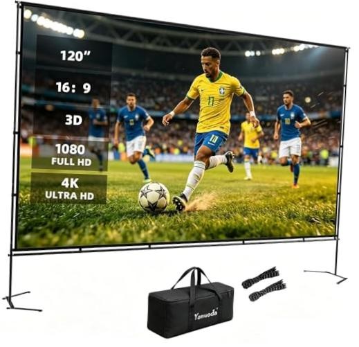 120 Inch Projector Screen with Stand - 4K HD 16:9 Portable Outdoor Y-PS-120inch