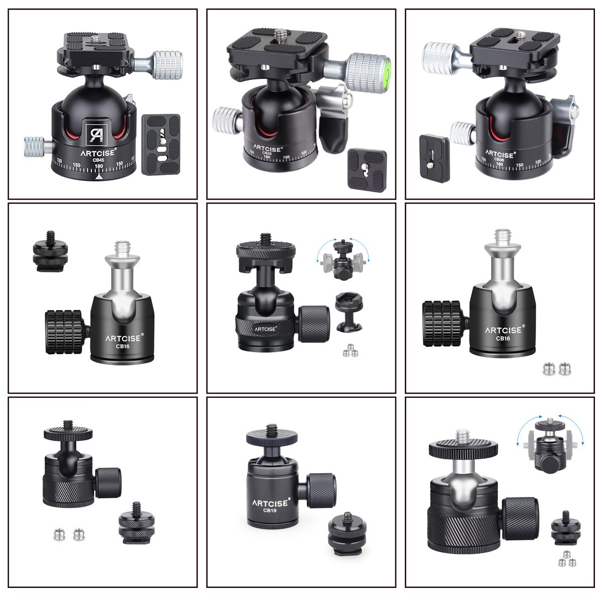 Low-Profile Camera Tripod Head Panoramic Ball Head Rotating Mini Tripod Head