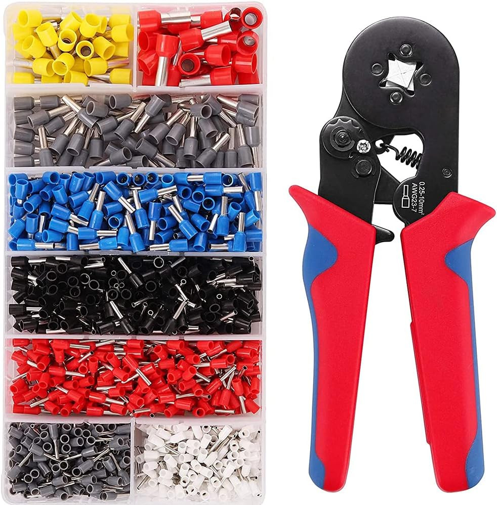 1250Pcs Ferrule Crimping Tool Kit, AWG 23-7 Sizes Professional Self-adjustabl...