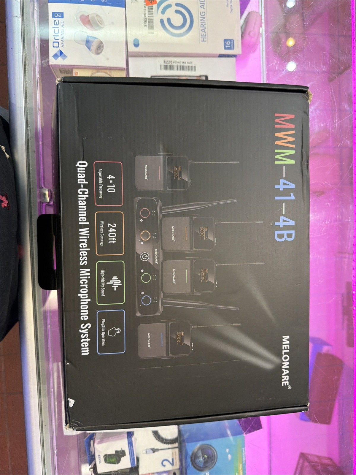 4-Channel Wireless Microphone System,UHF Compact Cordless Mic Set