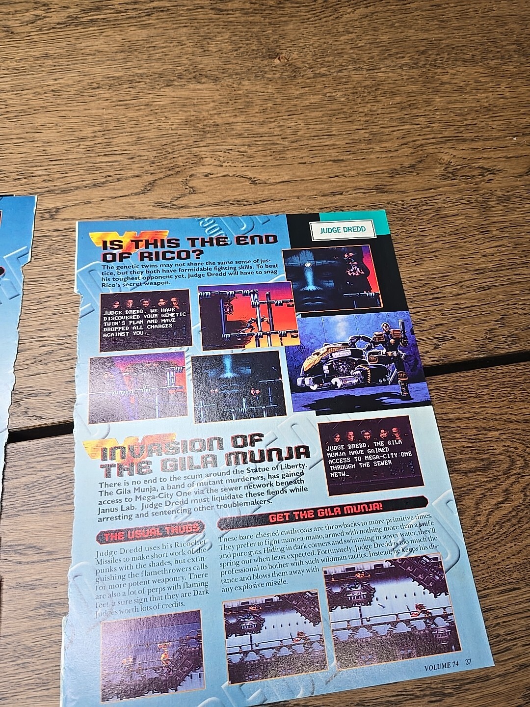 Judge Dredd Nintendo Power Magazine Guide Pullout Cheat Sheets Cut Outs Vintage