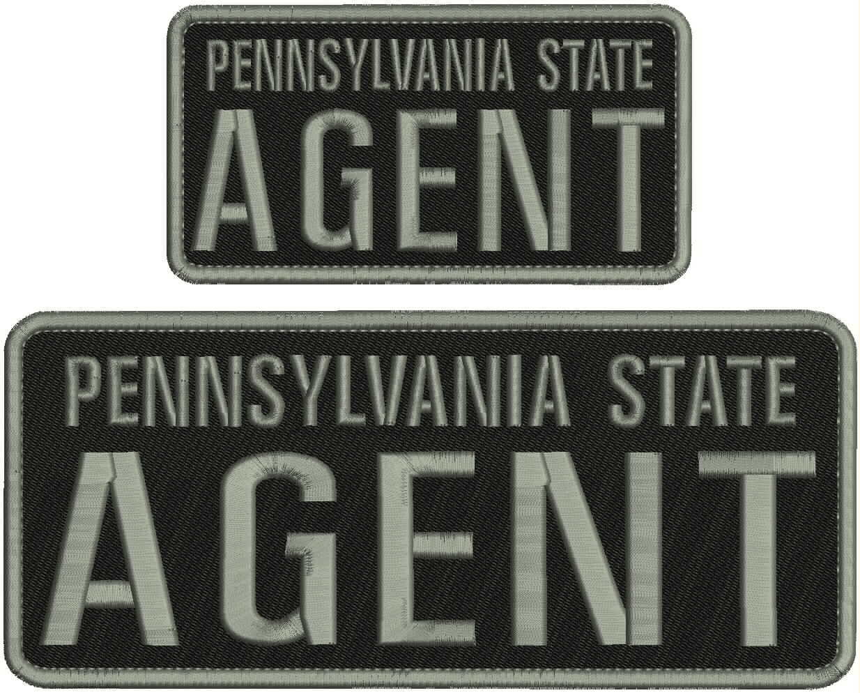 P E N N S Y L V A N I A S A EMBROIDERY PATCH 4X10 & 3X6 HOOK ON BACK BLK/GRAY
