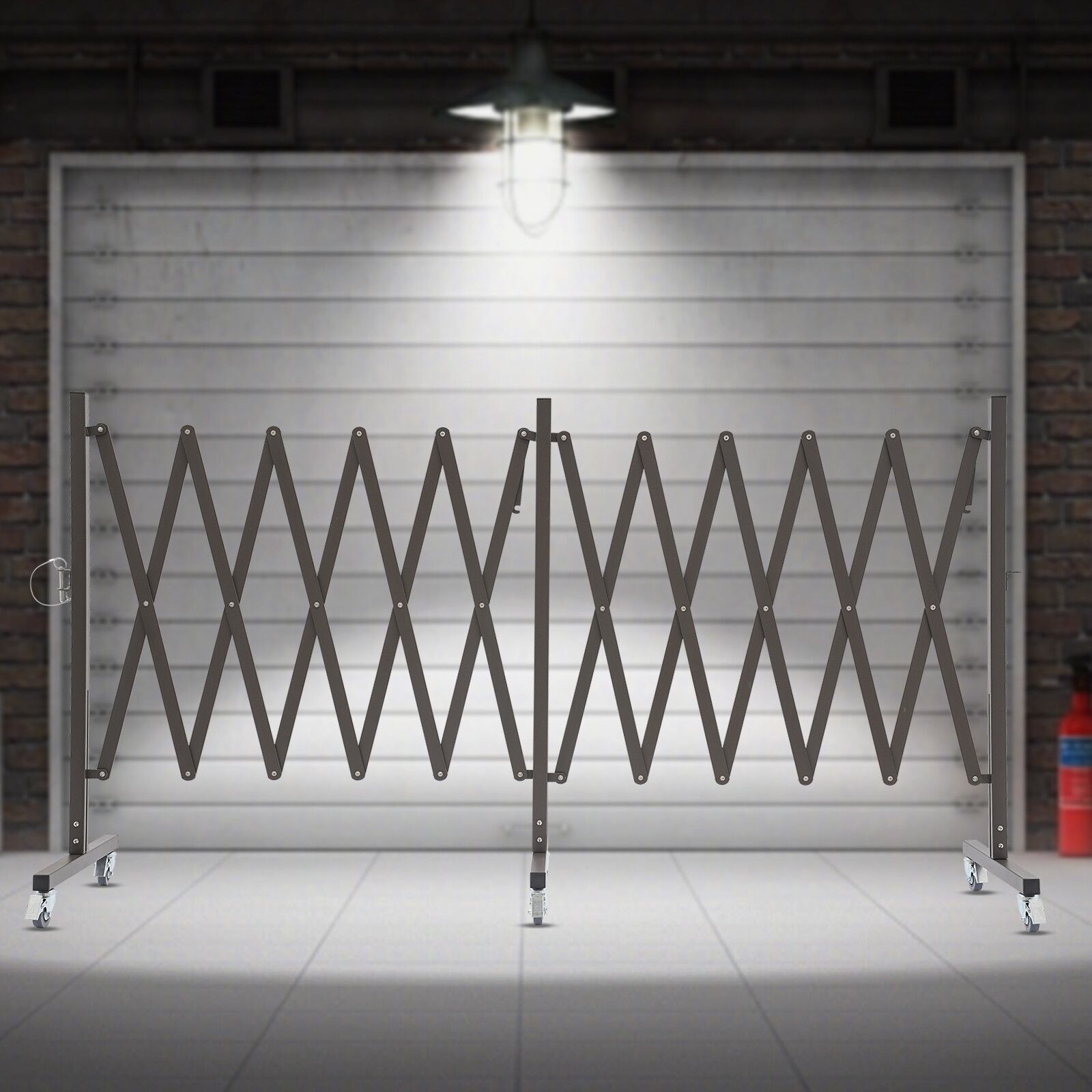 16.4' Expandable Barricaded Barrier Retractable Traffic Fence Mobile Safety Gate