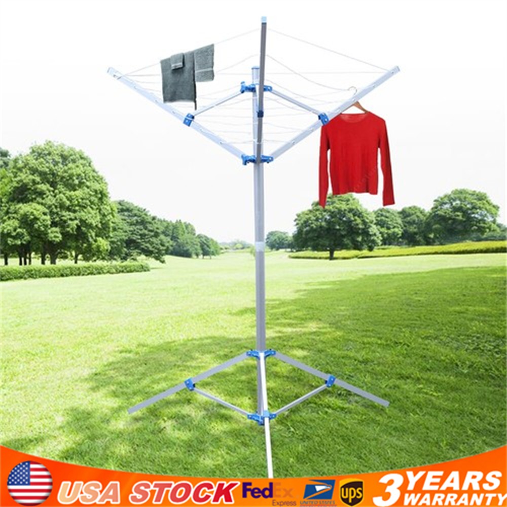 Rotary Clothesline Dryer Laundry Rack Folding Clothes Drying Umbrella 60" 3 Arms