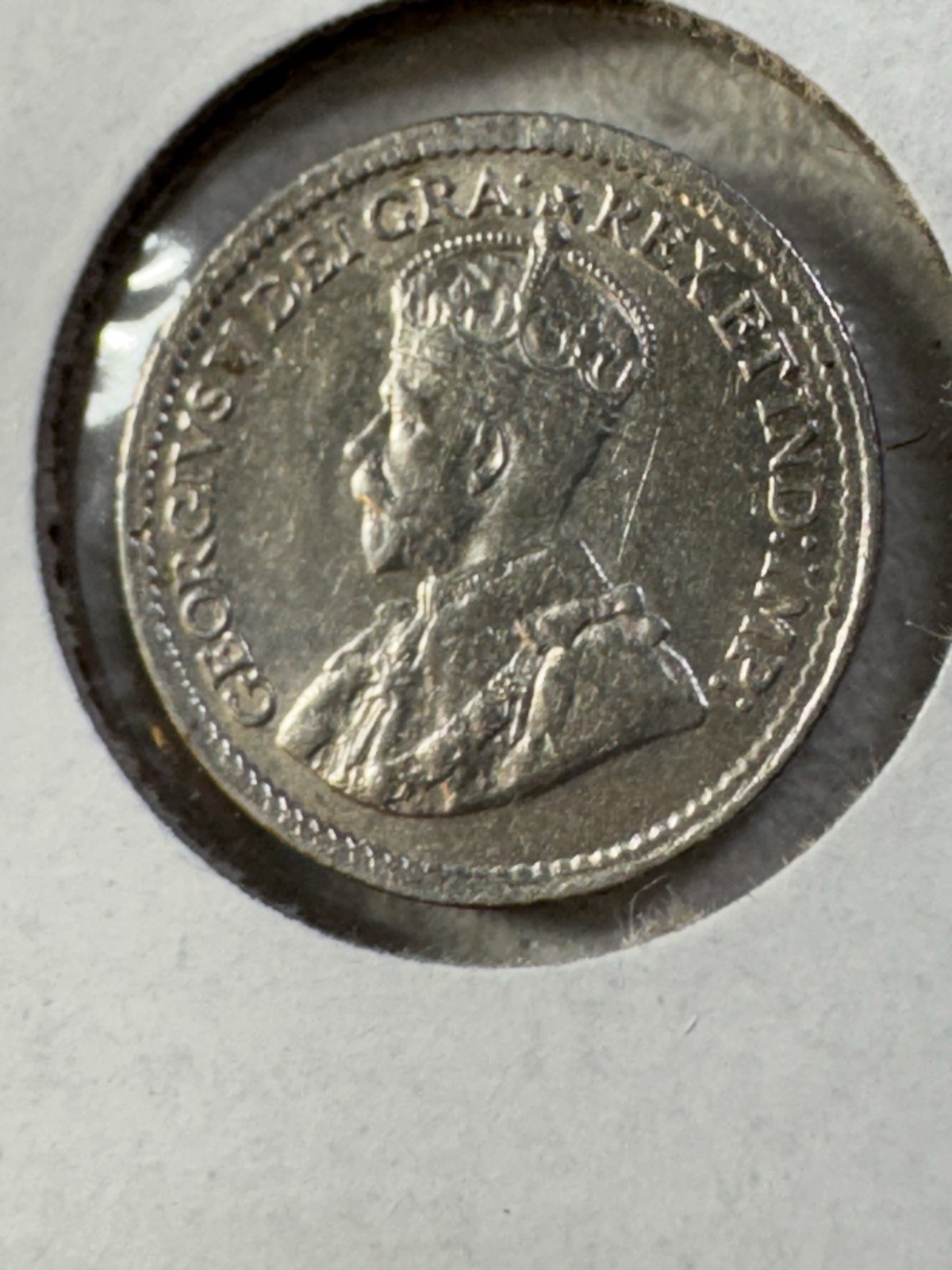 1917 Canada 5 Cents Silver Coin Cleaned