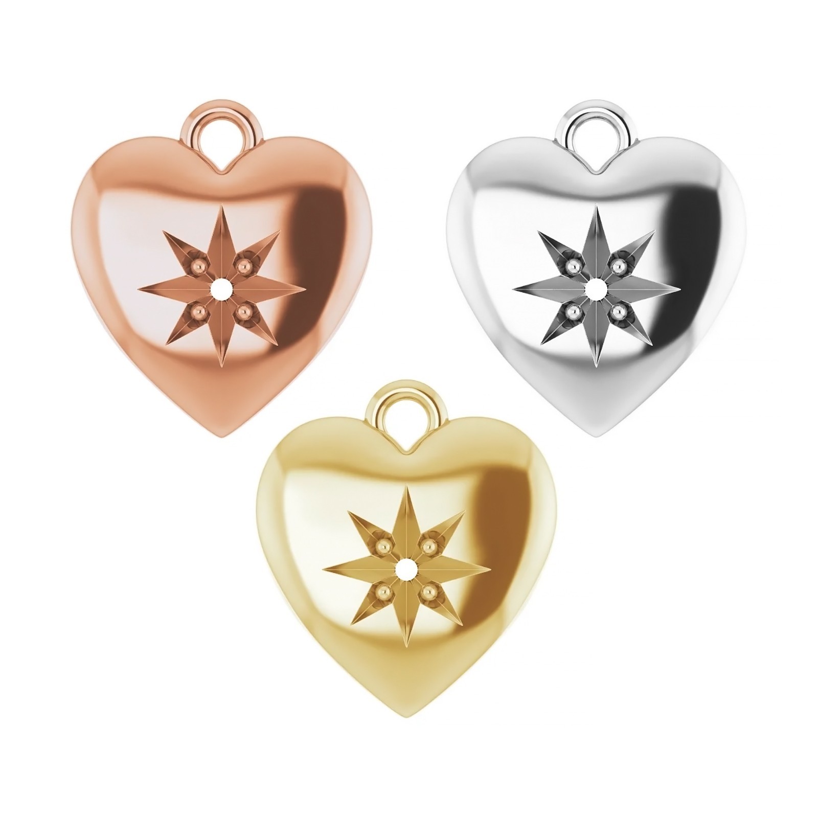 10K 14K 18K Gold, Platinum & Silver 1.5 mm Round Accented Heart Dangle