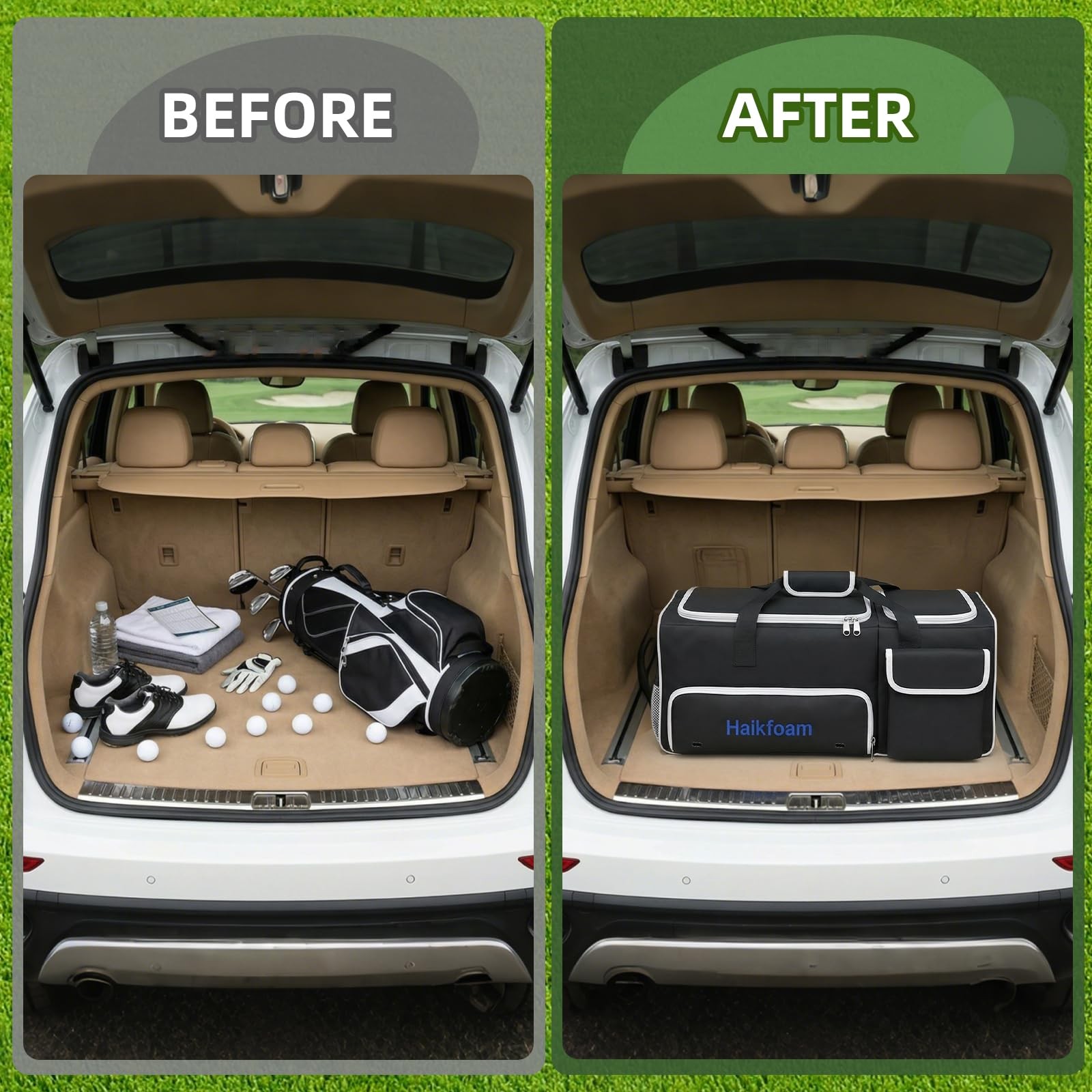Golf Trunk Organizer, 2-Layer Car Locker with Ventilated Shoe Compartment for 2