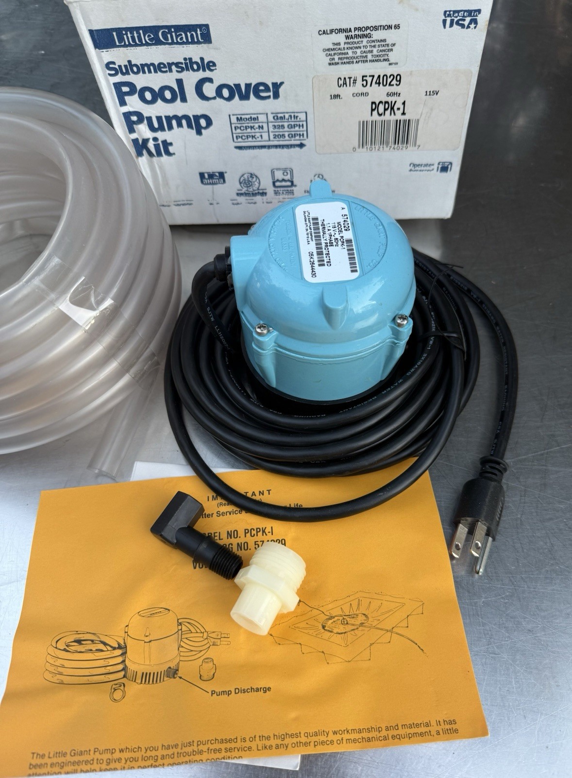 Little Giant PCPK-1 Submersible Pool Cover Pump Kit 574029 - New Open Box