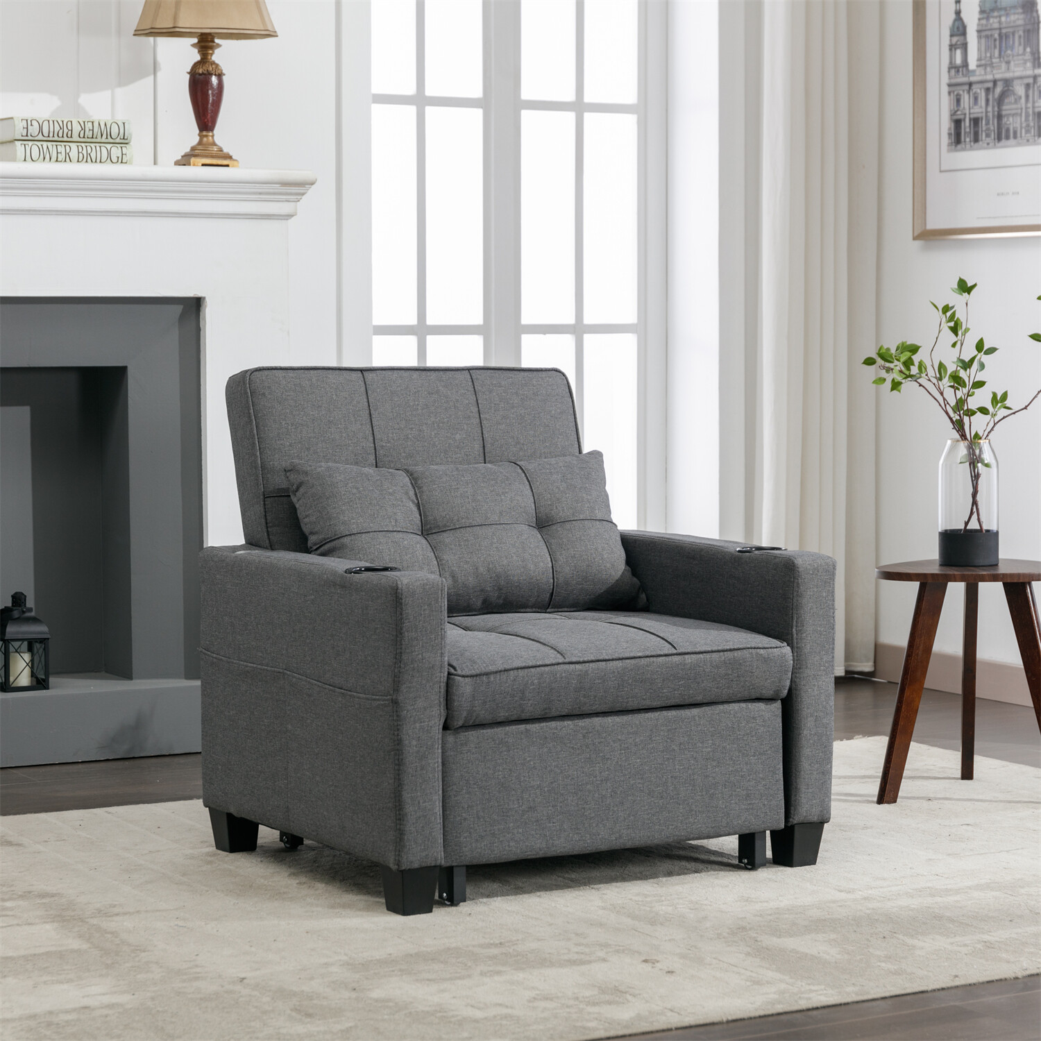 Convertible Sleeper Sofa Bed 3 in 1 Multi-Function Folding Sofa Bed w/ USB Ports